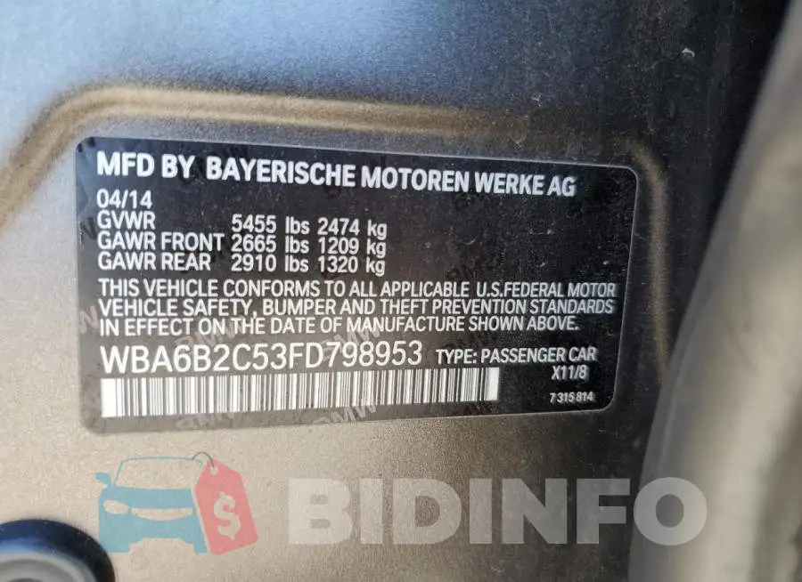 WBA6B2C53FD798953 Photo# 12