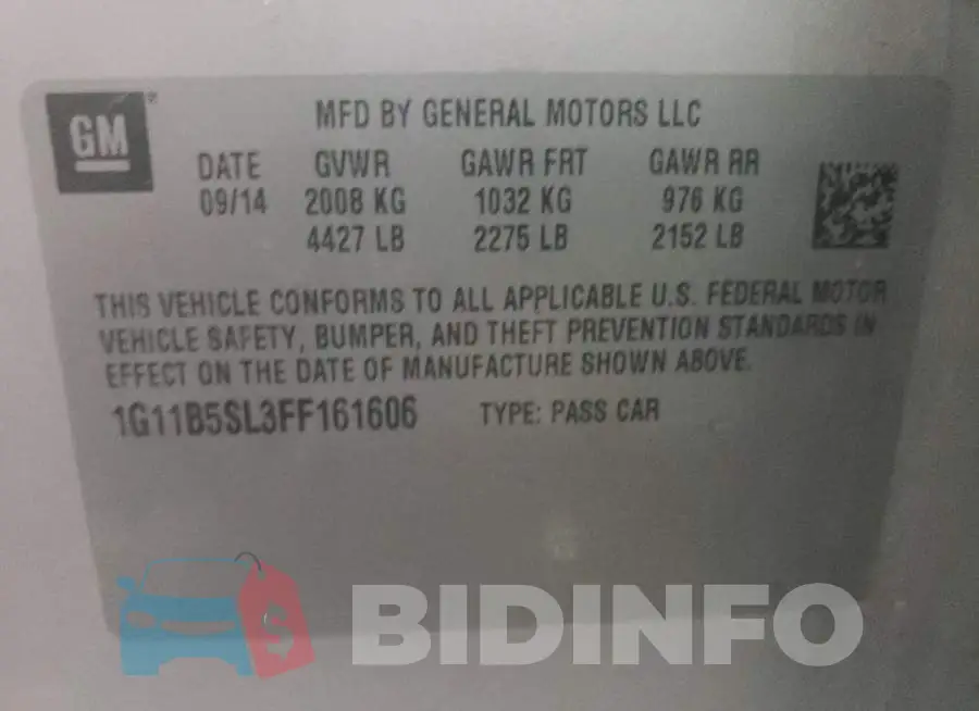 1G11B5SL3FF161606 Photo# 13