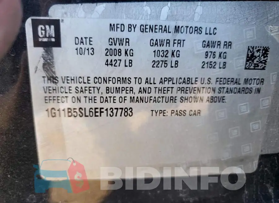 1G11B5SL6EF137783 Photo# 13