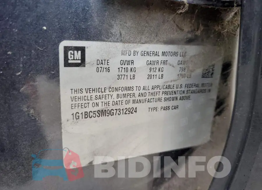 1G1BC5SM9G7312924 Photo# 12