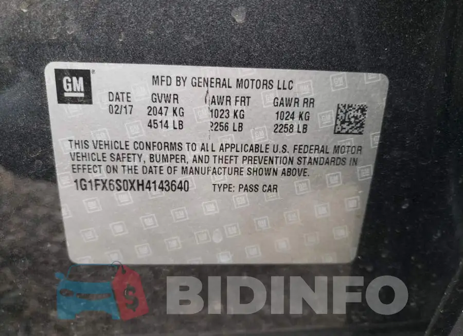 1G1FX6S0XH4143640 Photo# 12