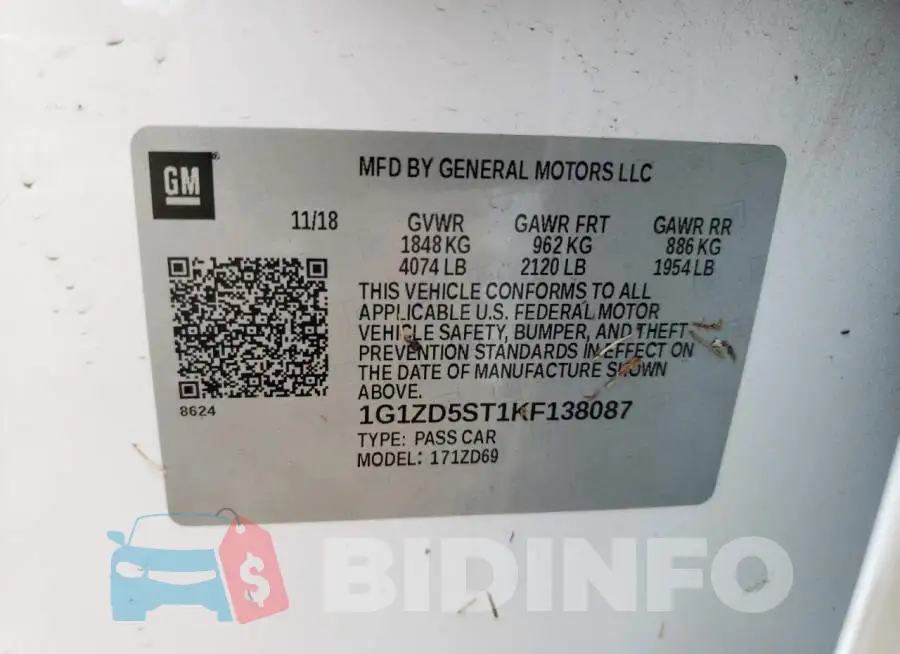 1G1ZD5ST1KF138087 Photo# 12