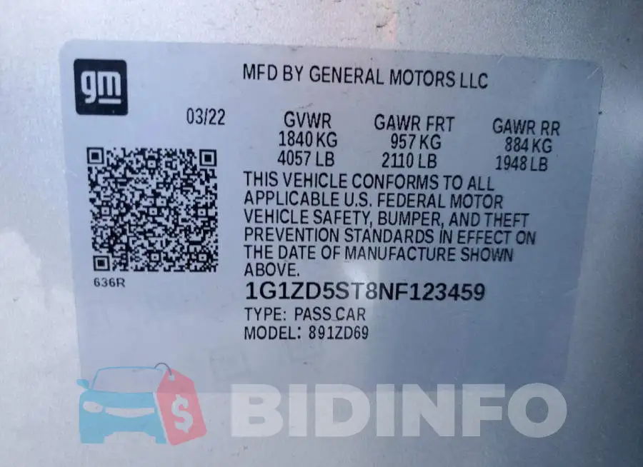 1G1ZD5ST8NF123459 Photo# 13