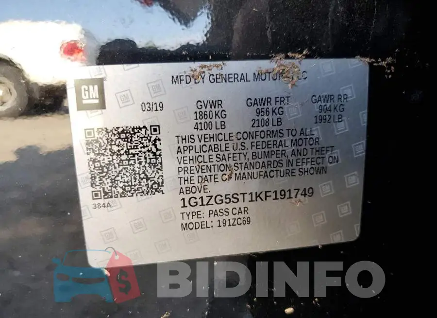 1G1ZG5ST1KF191749 Photo# 12