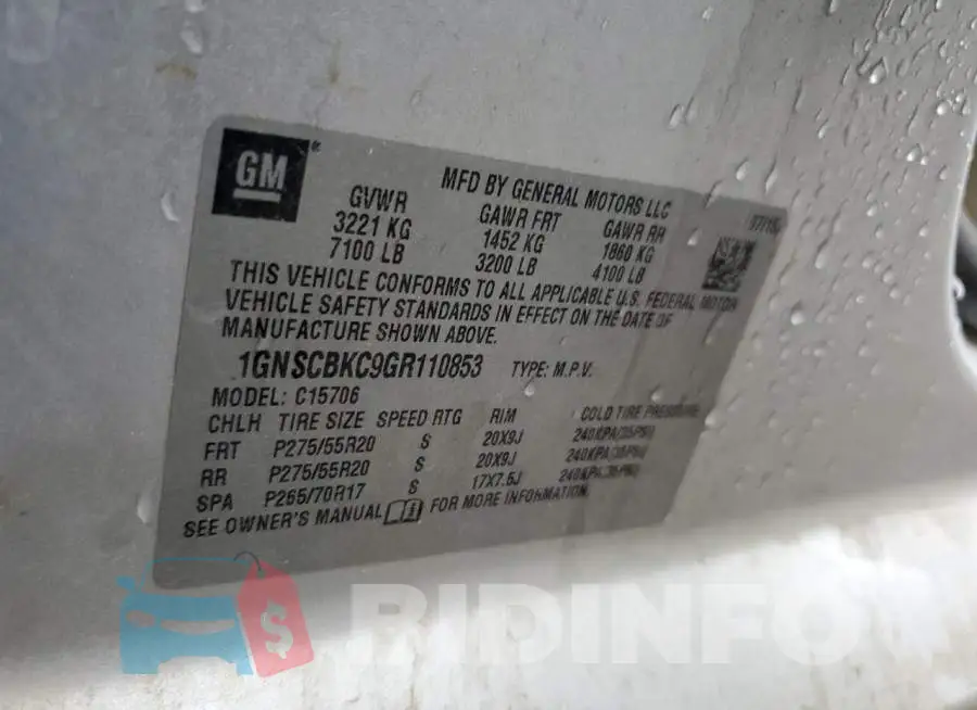 1GNSCBKC9GR110853 Photo# 13
