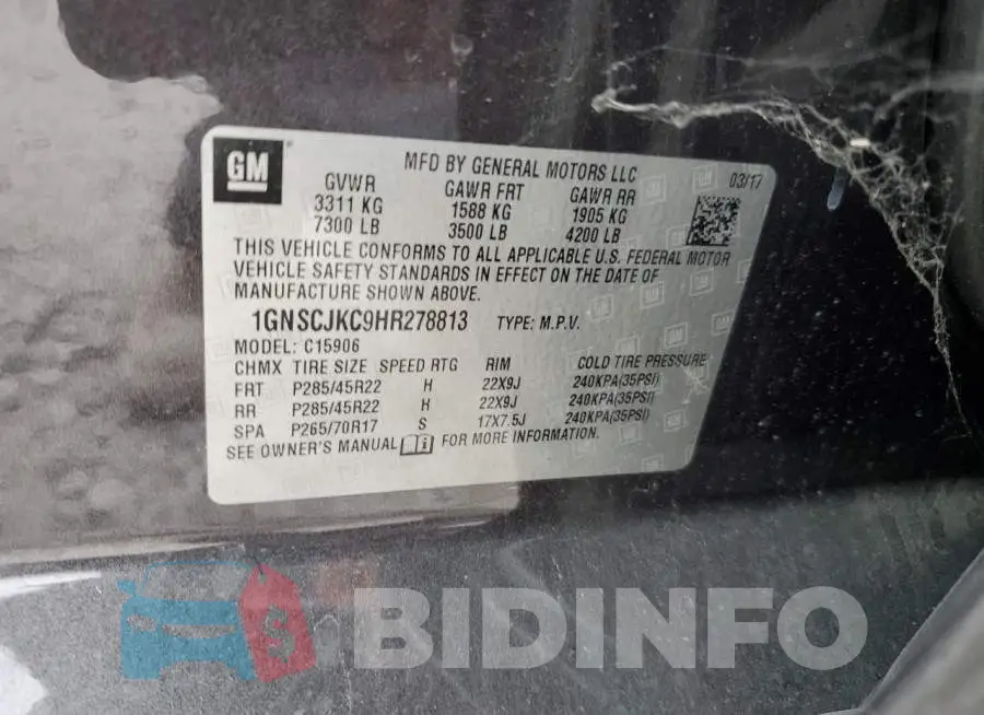 1GNSCJKC9HR278813 Photo# 12