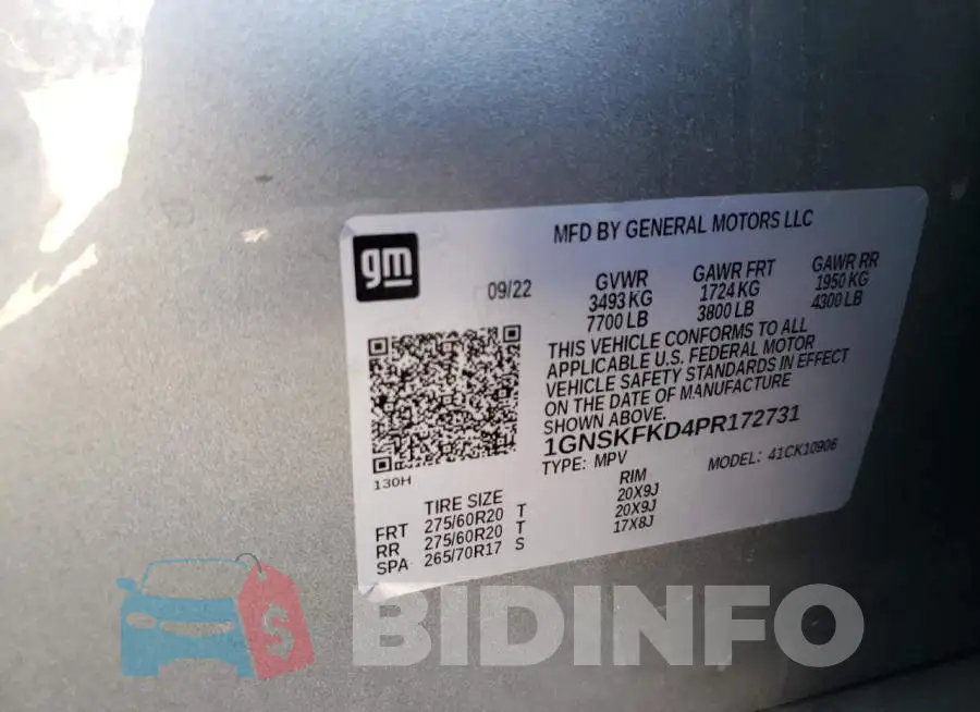 1GNSKFKD4PR172731 Photo# 13