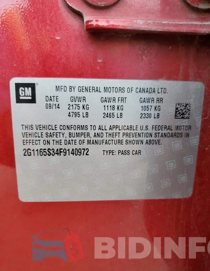 2G1165S34F9140972 Photo# 12