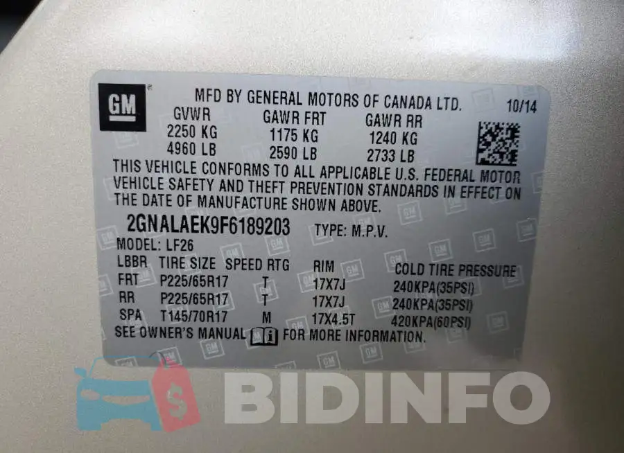 2GNALAEK9F6189203 Photo# 12