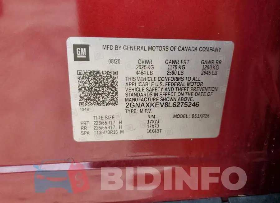 2GNAXKEV8L6275246 Photo# 13