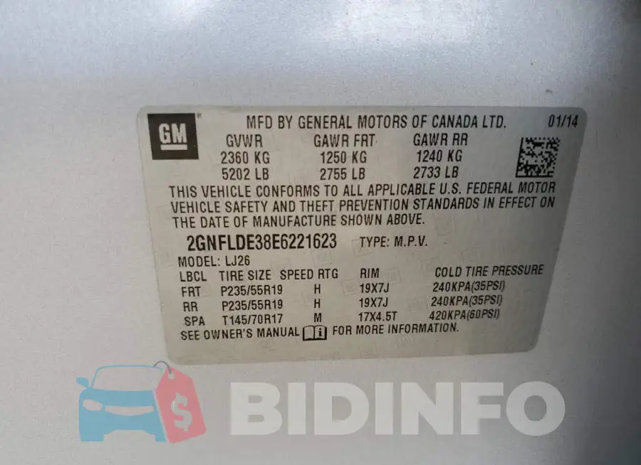 2GNFLDE38E6221623 Photo# 13