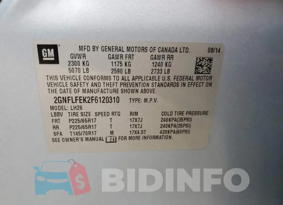 2GNFLFEK2F6120310 Photo# 13