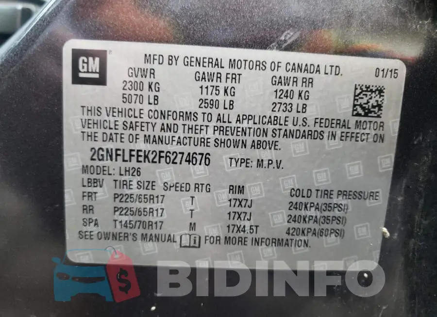 2GNFLFEK2F6274676 Photo# 13