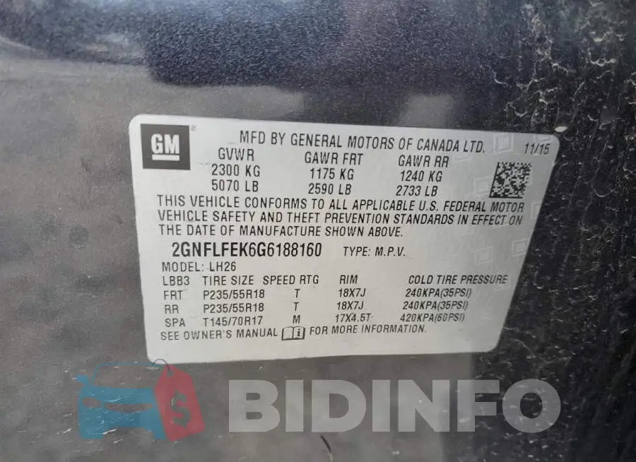 2GNFLFEK6G6188160 Photo# 12