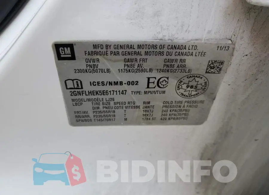 2GNFLHEK5E6171147 Photo# 12