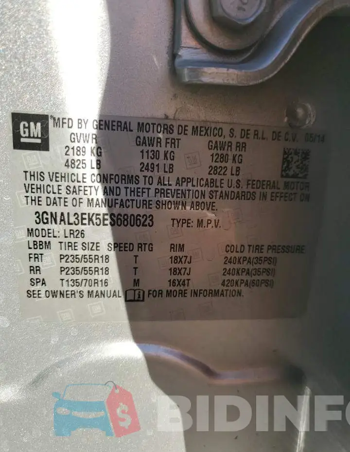 3GNAL3EK5ES680623 Photo# 12