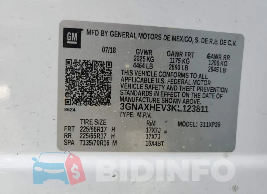 3GNAXHEV3KL123811 Photo# 12