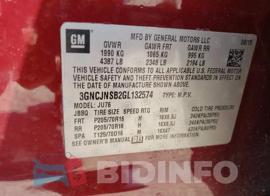 3GNCJNSB2GL132574 Photo# 12