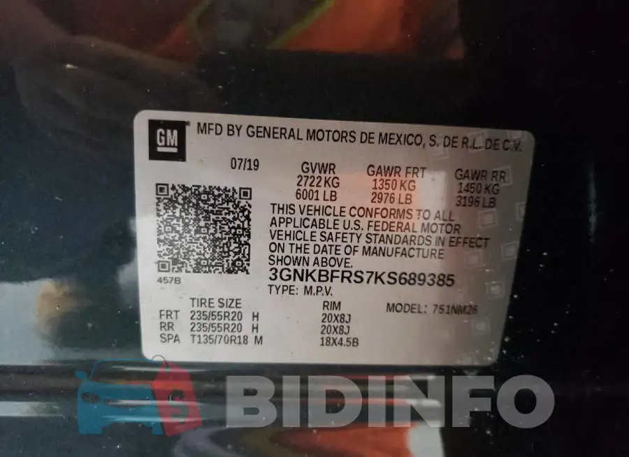 3GNKBFRS7KS689385 Photo# 13