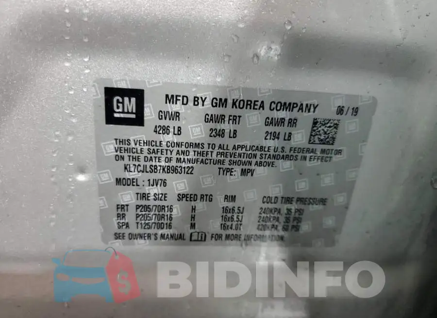 KL7CJLSB7KB963122 Photo# 12