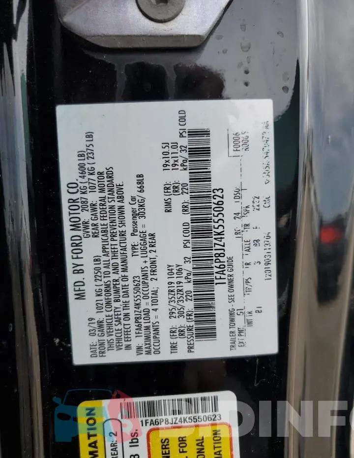 1FA6P8JZ4K5550623 Photo# 12