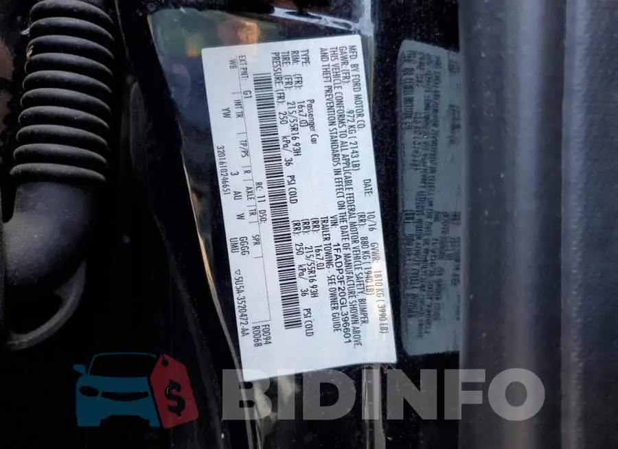 1FADP3F20GL396601 Photo# 12