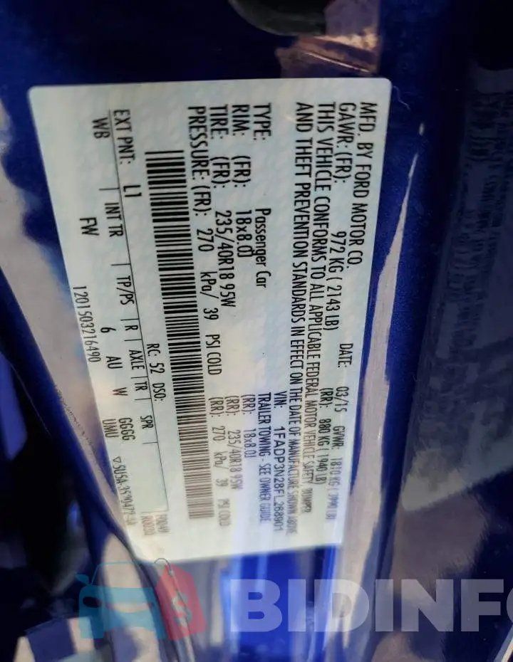 1FADP3N28FL268901 Photo# 13