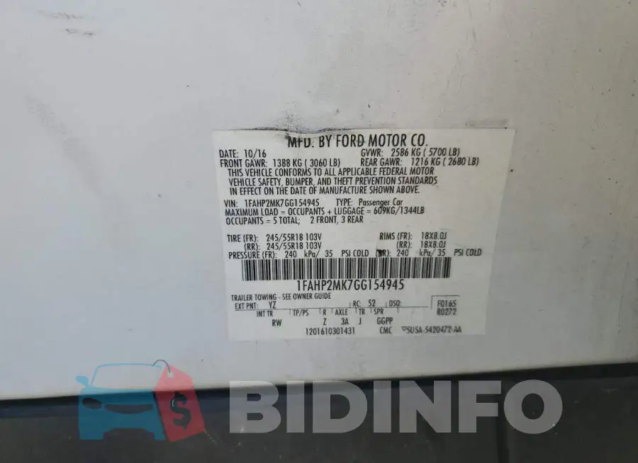 1FAHP2MK7GG154945 Photo# 12