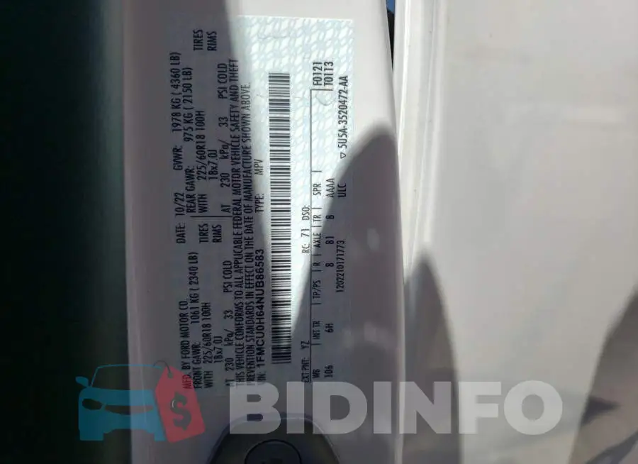1FMCU0H64NUB86583 Photo# 13