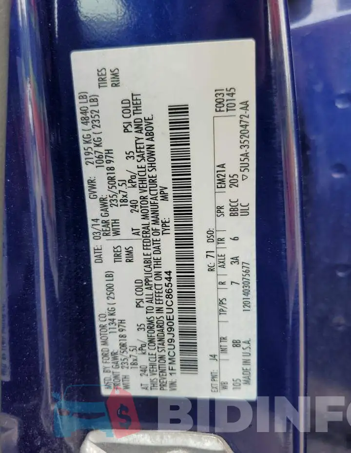 1FMCU9J90EUC86544 Photo# 13