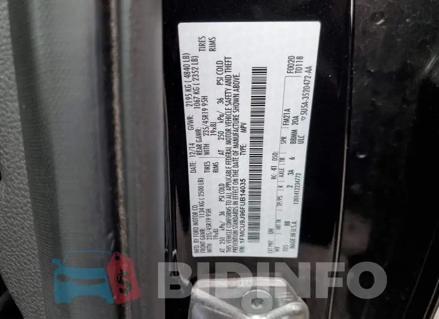 1FMCU9J96FUB14035 Photo# 12