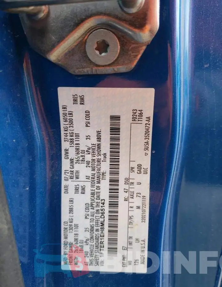 1FTER1EH8MLD65143 Photo# 13