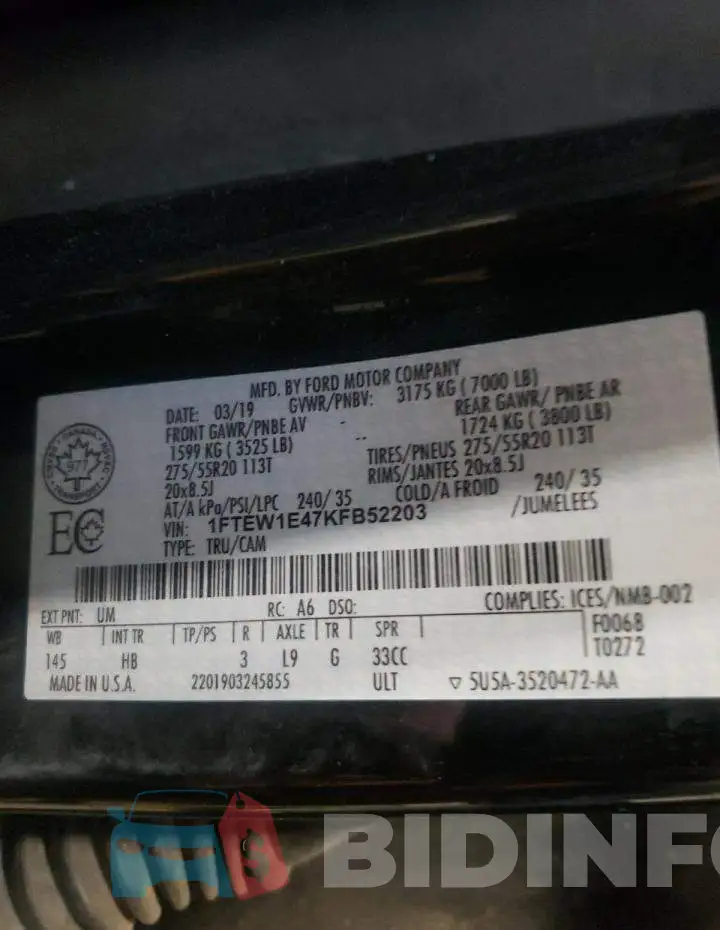 1FTEW1E47KFB52203 Photo# 12