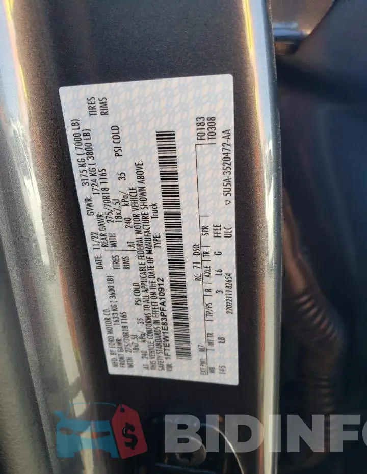 1FTEW1E83PFA10912 Photo# 12