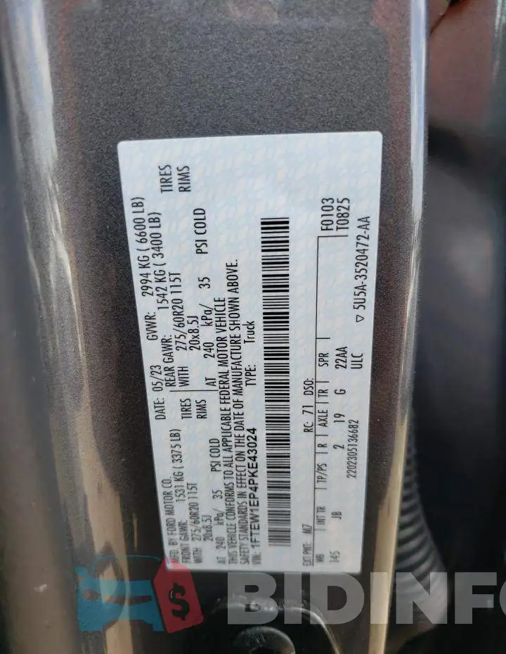1FTEW1EP4PKE43024 Photo# 13