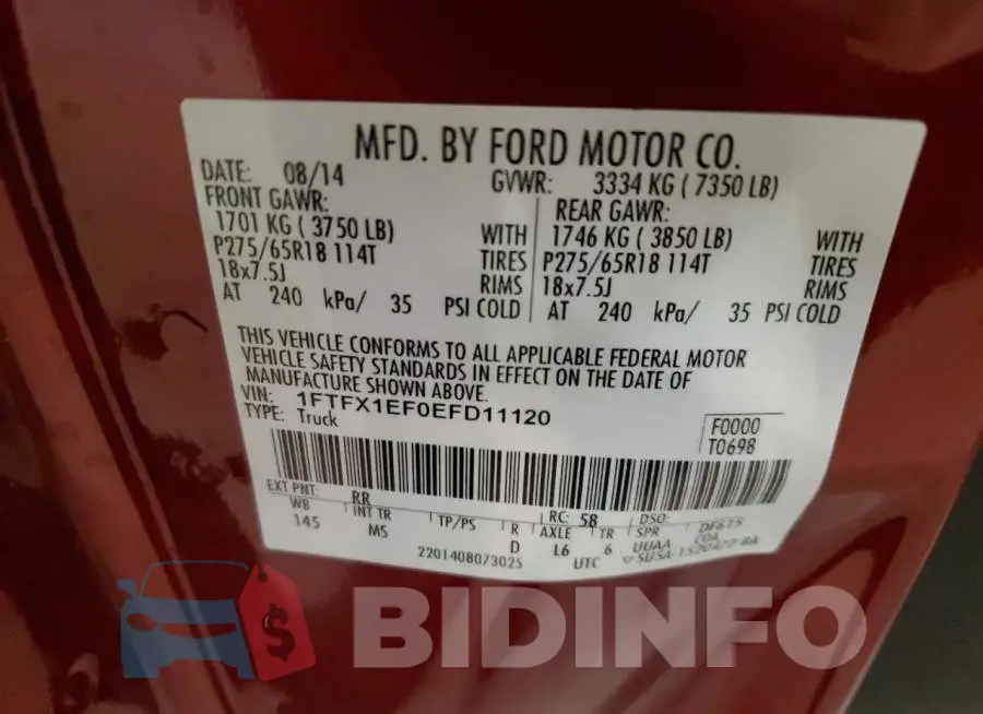 1FTFX1EF0EFD11120 Photo# 12