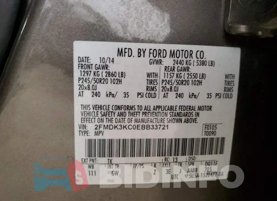 2FMDK3KC0EBB33721 Photo# 12