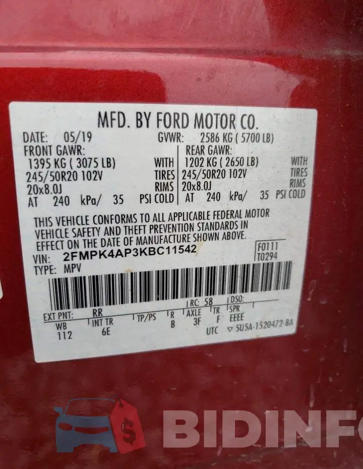2FMPK4AP3KBC11542 Photo# 12