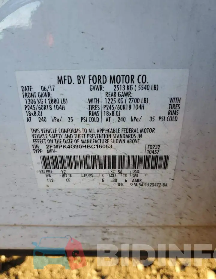 2FMPK4G90HBC16053 Photo# 12