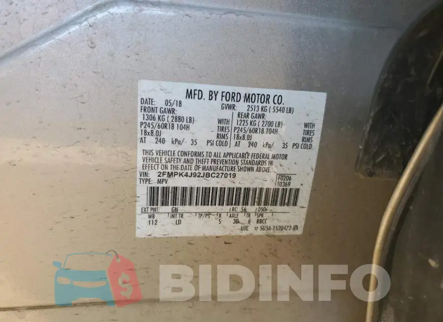 2FMPK4J92JBC27019 Photo# 12
