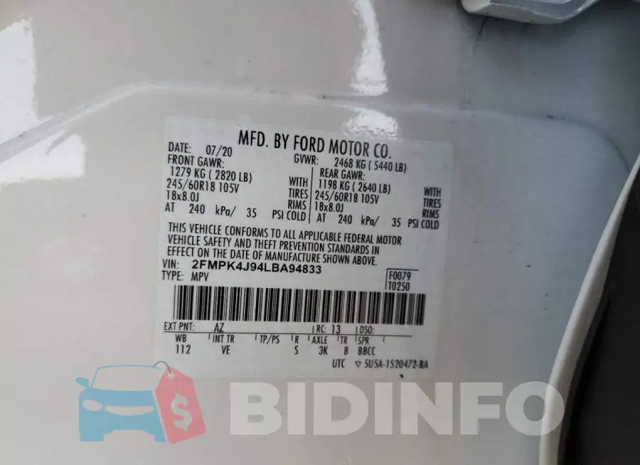 2FMPK4J94LBA94833 Photo# 13