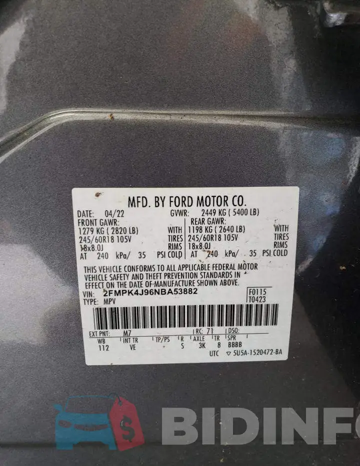 2FMPK4J96NBA53882 Photo# 13