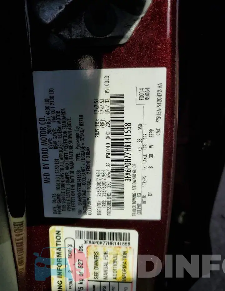 3FA6P0H77HR141558 Photo# 12