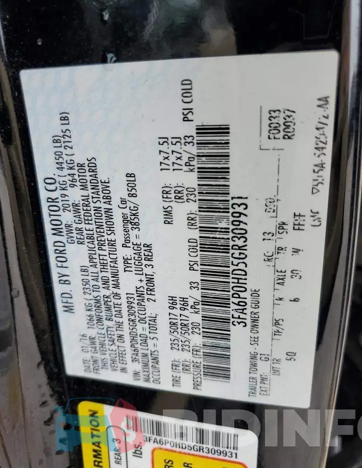 3FA6P0HD5GR309931 Photo# 12