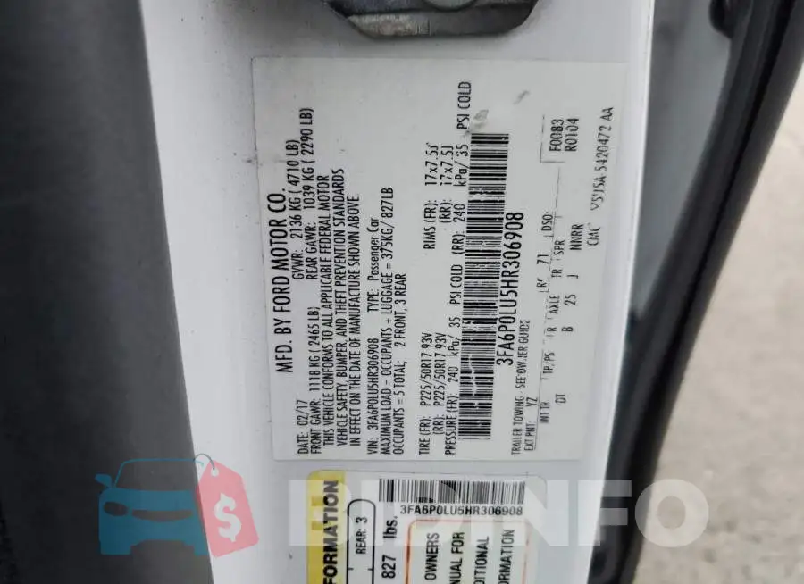 3FA6P0LU5HR306908 Photo# 12