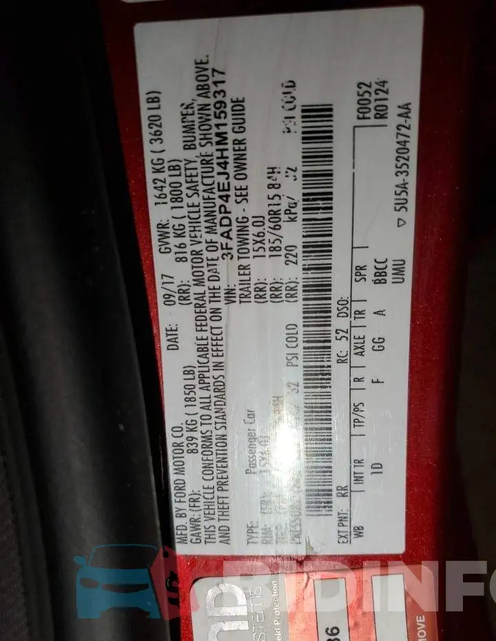 3FADP4EJ4HM159317 Photo# 13