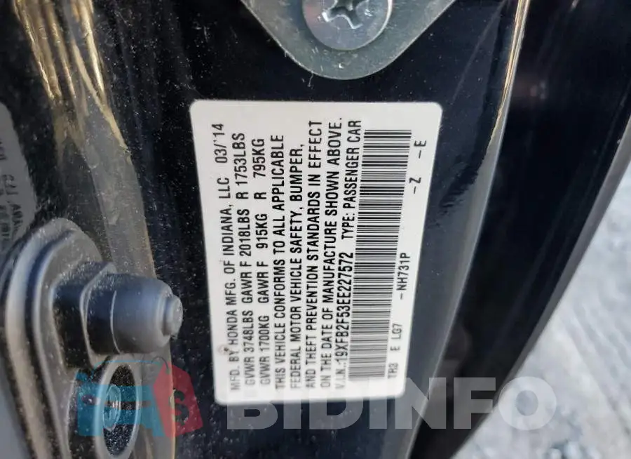19XFB2F53EE227572 Photo# 12