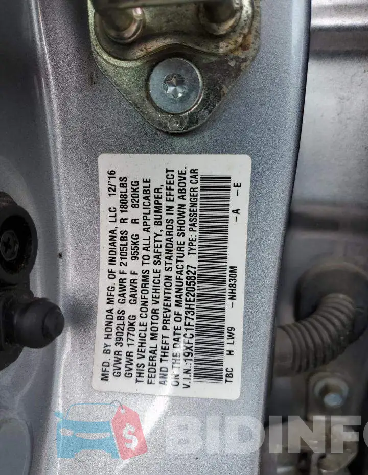 19XFC1F73HE205827 Photo# 12