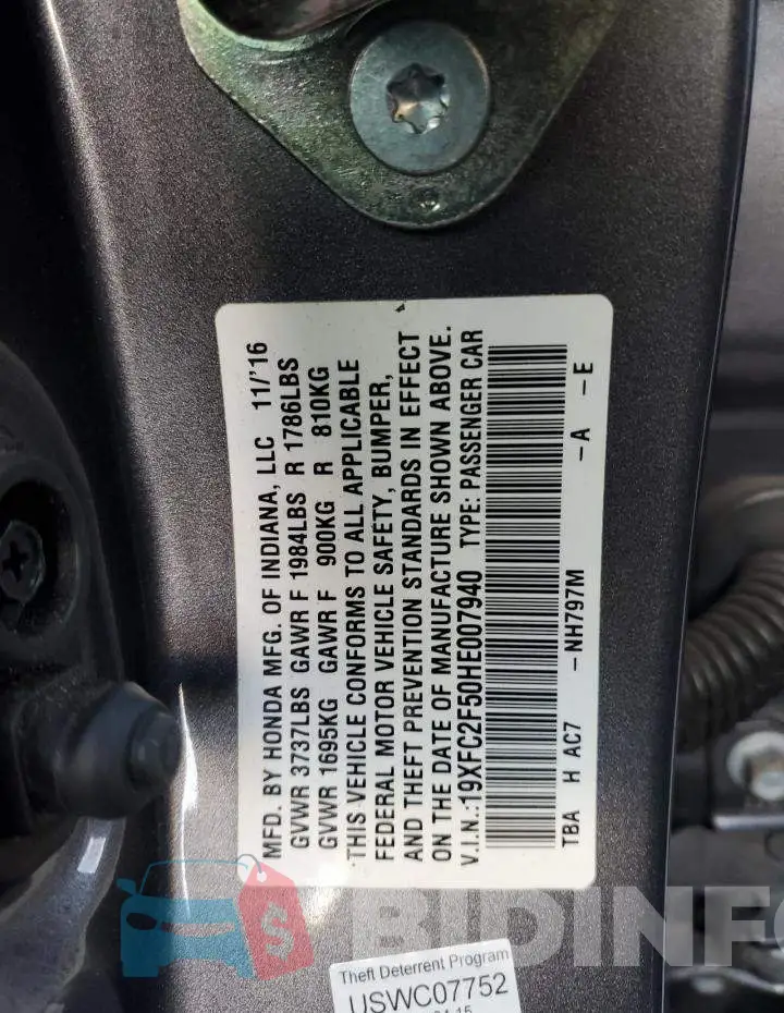 19XFC2F50HE007940 Photo# 13