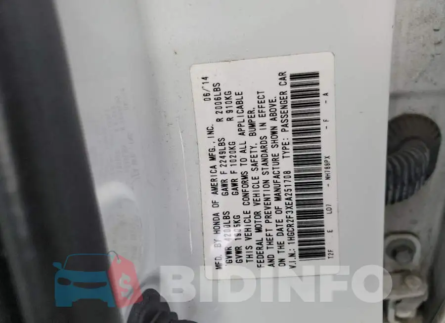1HGCR2F3XEA251708 Photo# 12